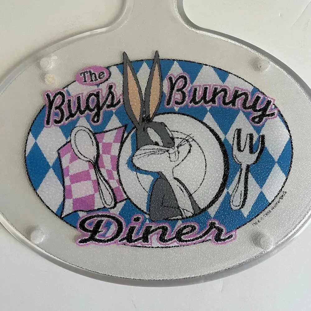 Vintage 1990s Warner Bros Bugs Bunny Diner Trivet/Cutting Board - Clear Plastic